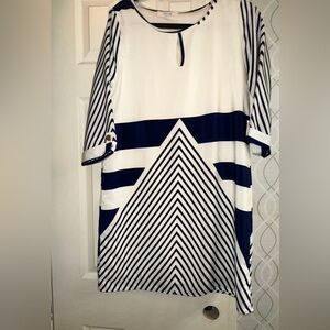 Peach Love California White and Blue Dress